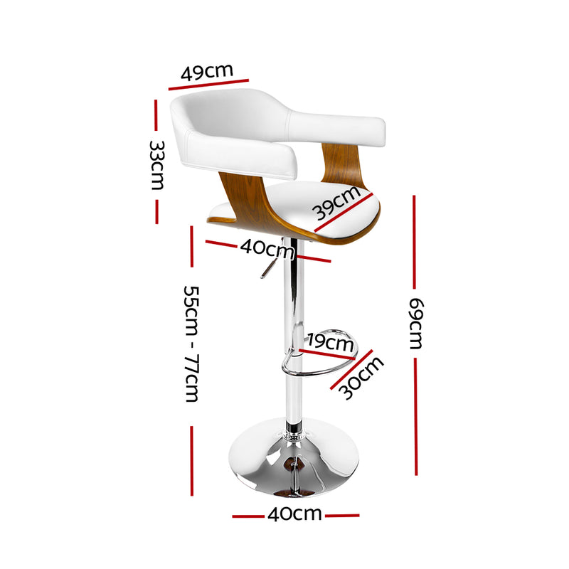 Artiss Wooden PU Leather Bar Stool - White and Chrome