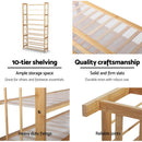 Artiss 10-Tier Bamboo Shoe Rack Wooden Shelf Stand Storage Organizer