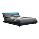 Artiss Alex LED Bed Frame PU Leather - Black Queen