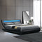Artiss Alex LED Bed Frame PU Leather - Black Queen