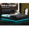 Artiss Lumi LED Bed Frame PU Leather Gas Lift Storage - Black King