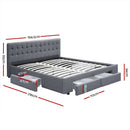 Artiss Avio Bed Frame Fabric Storage Drawers - Grey King