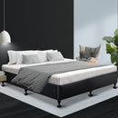 Bed Frame Base Queen Size Mattress Platform Foundation Wooden PVC Leather Black TOMI