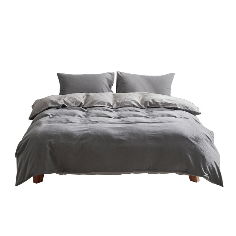 Cosy Club Washed Cotton Quilt Set Grey King