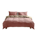 Cosy Club Washed Cotton Quilt Set Pink Brown King