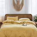 Cosy Club Washed Cotton Quilt Set Yellow Queen