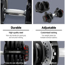 2x40KG Adjustable Dumbbells Dumbbell Set Rubber Weight Plates