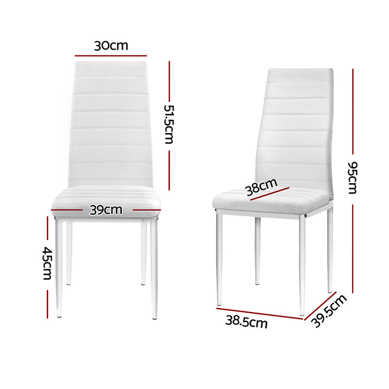 Artiss Set of 4 Dining Chairs PVC Leather - White