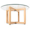 Artiss Tempered Glass Round Coffee Table - Beige