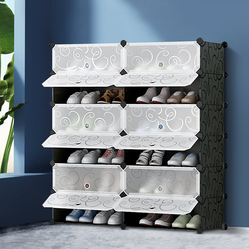 Shoe Storage Cabinet Shoes Rack Shelf Cube Organiser Stackable Portable 6 Tier