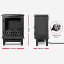 Devanti Electric Fireplace Wood Heater Portable Fire Log Flame Effect Winter Warm 1800W