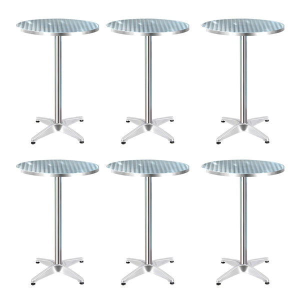 Gardeon 6pcs Outdoor Bar Table Furniture Adjustable Aluminium Cafe Table Round