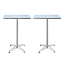 Gardeon 2pcs Outdoor Bar Table Furniture Adjustable Aluminium Square Cafe Table