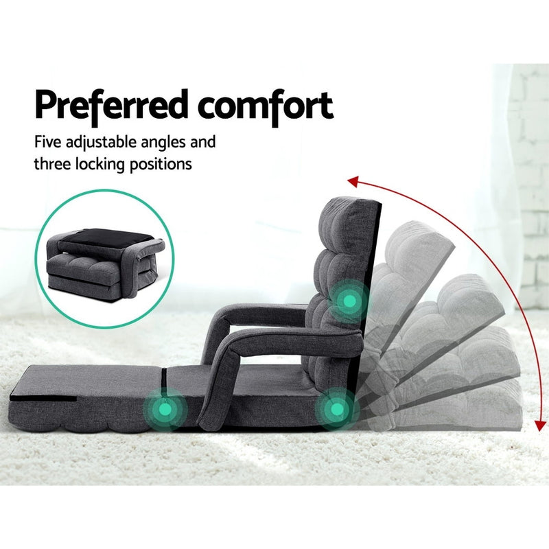 Artiss Lounge Sofa Armchair Floor Recliner Chaise Linen Folding Chair Adjustable