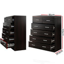 Artiss Tallboy 6 Drawers Storage Cabinet - Walnut