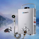 Devanti Outdoor Gas Water Heater Portable Camping Shower 12V Pump Silver