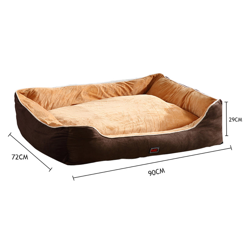 PaWz Pet Bed Mattress Dog Cat Pad Mat Puppy Cushion Soft Warm Washable XL Brown