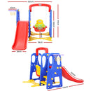 Keezi Kids 3-in-1 Slide Swing with Basketball Hoop Toddler Outdoor Indoor Play