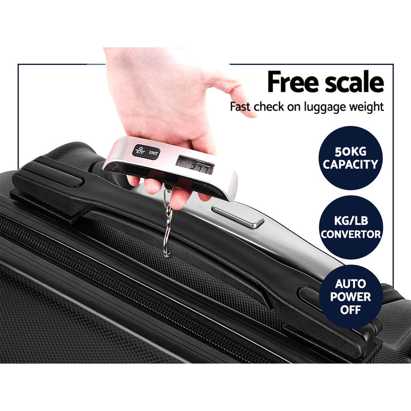 Wanderlite 28" Luggage Trolley Travel Suitcase Set TSA Lock Hard Case Black