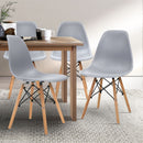 Artiss Set of 4 Retro Dining DSW Chairs Kitchen Cafe Beech Wood Legs Grey