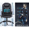 8 Point PU Leather Reclining Massage Chair - Black