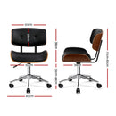 Artiss Wooden Office Chair Black Leather