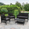 Gardeon 4 PCS Outdoor Furniture Lounge Setting Wicker Dining Set Black