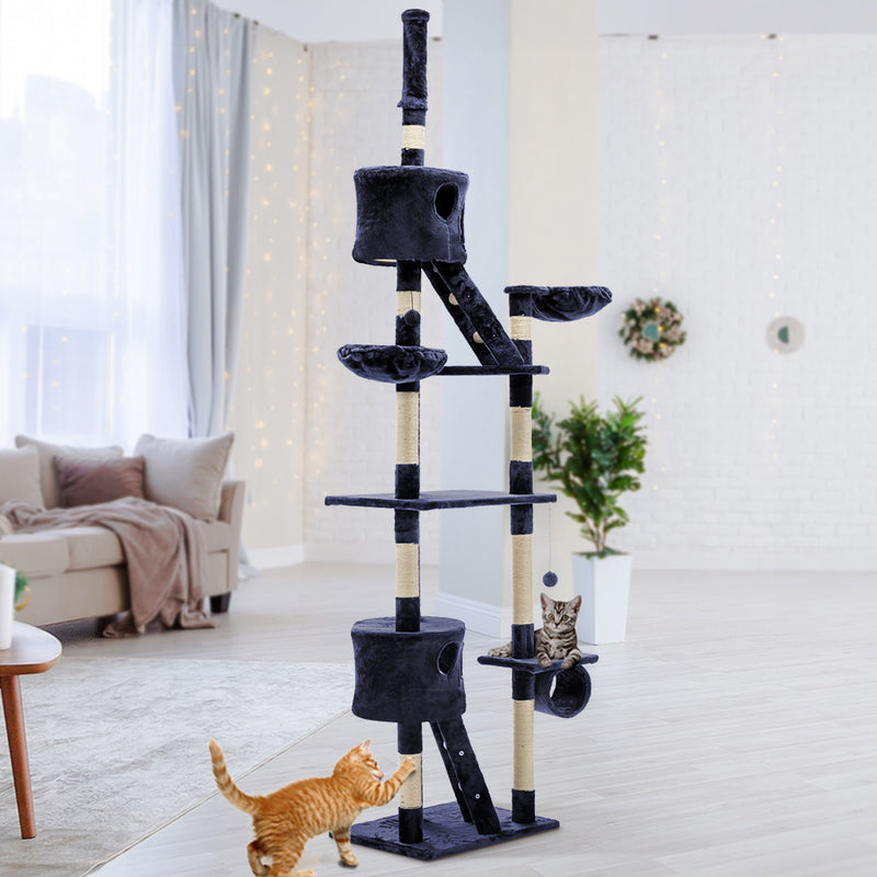 i.Pet Cat Tree 260cm Trees Scratching Post Scratcher Tower Condo House Furniture Wood Blue