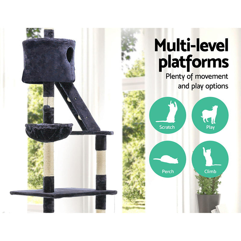 i.Pet Cat Tree 260cm Trees Scratching Post Scratcher Tower Condo House Furniture Wood Blue