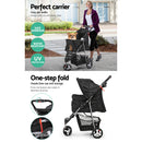 i.Pet 3 Wheel Pet Stroller - Black