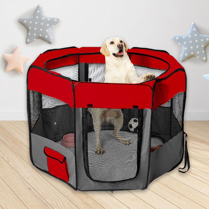 8 Panel Pet Playpen Dog Puppy Play Exercise Enclosure Fence Grey XL