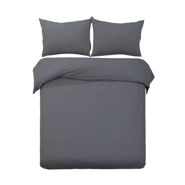Giselle Bedding Super King Size Classic Quilt Cover Set - Charcoal