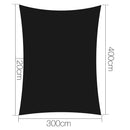 Instahut 3 x 4m Rectangle Shade Sail Cloth - Black