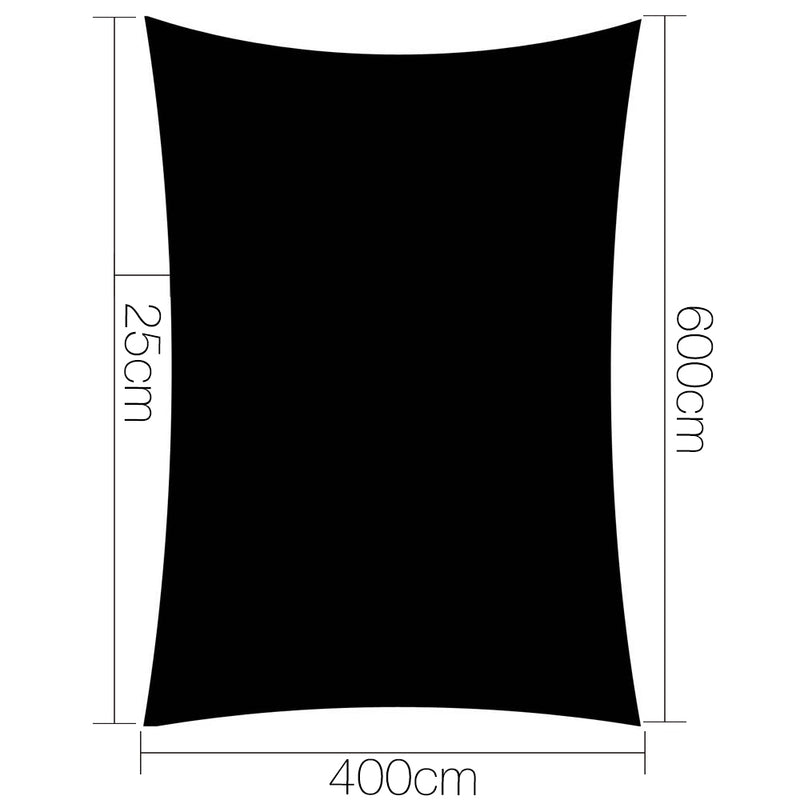 Instahut 4 x 6m Rectangle Shade Sail Cloth - Black