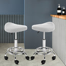 Artiss Set of 2 Saddle Salon Stool White Swivel Barber Hair Dress Chair Hydraulic Lift