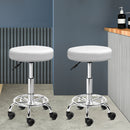 Artiss Set of 2 Round Salon Stool White Swivel Barber Beauty Chair Hydraulic Lift