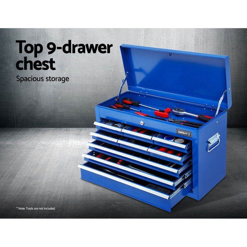 Giantz Tool Chest and Trolley Box Cabinet 16 Drawers Cart Garage Storage Blue