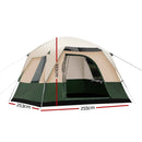 Weisshorn Family Camping Tent 4 Person Hiking Beach Tents Canvas Ripstop Green