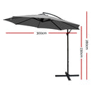 Instahut Outdoor Umbrella 3M Cantilever Beach Garden Grey