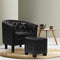 Artiss Armchair Lounge Chair Ottoman Tub Accent Chairs PU Leather Sofa Armchairs Black
