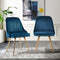 Artiss Set of 2 Dining Chairs Retro Chair Cafe Kitchen Modern Metal Legs Velvet Blue