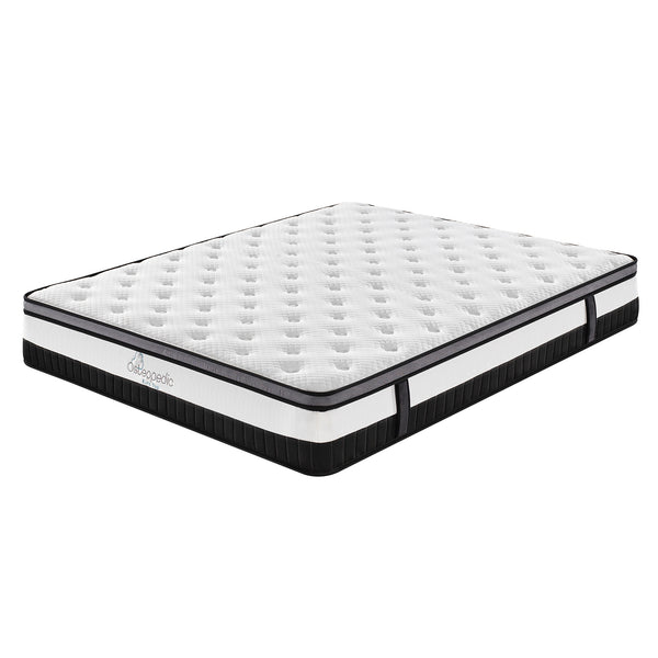 Osteopedic Euro Top Mattress Pocket Spring Medium Firm Hybrid Design Bed 30CM - King Single - White