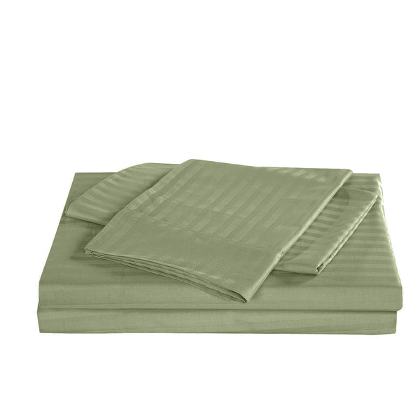 Kensington 1200 Thread Count 100% Egyptian Cotton Sheet Set Stripe - Double - Olive