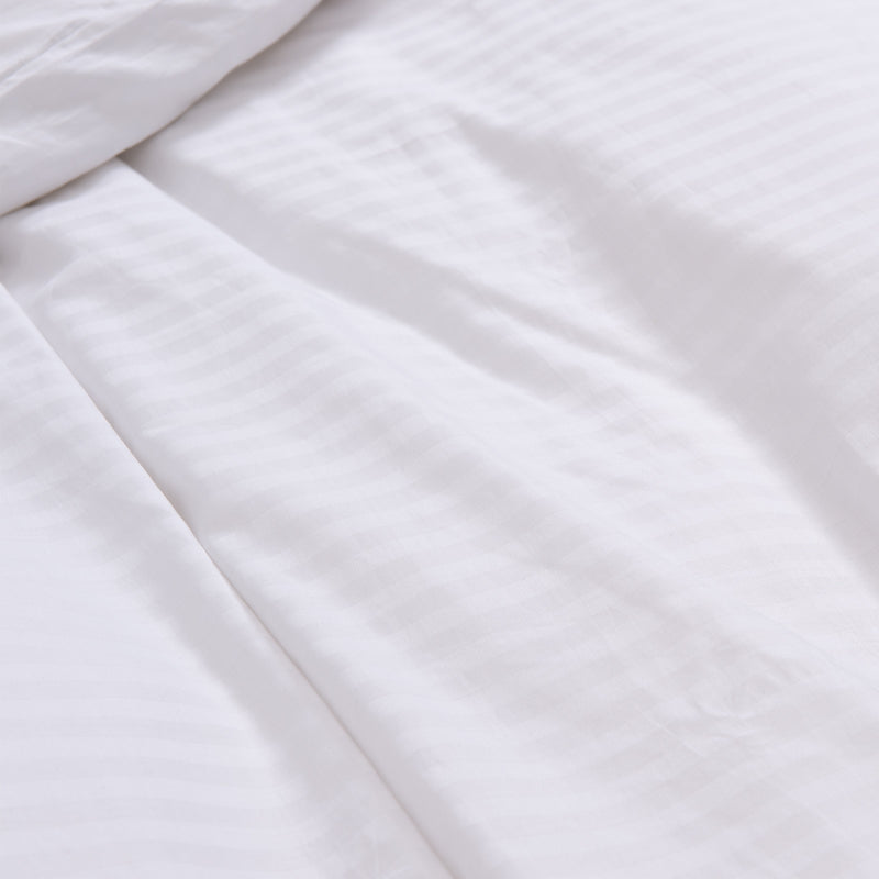 Royal Comfort Kensington 1200 Thread Count 100% Cotton Stripe Quilt Cover Set - Queen - White
