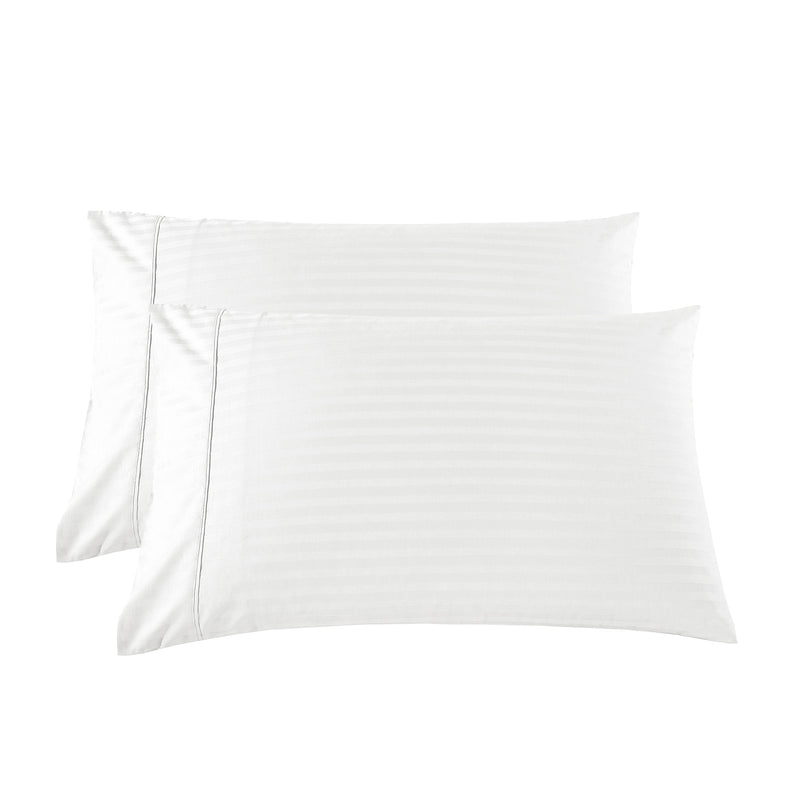 Royal Comfort Kensington 1200 Thread Count 100% Cotton Stripe Quilt Cover Set - Super King - White