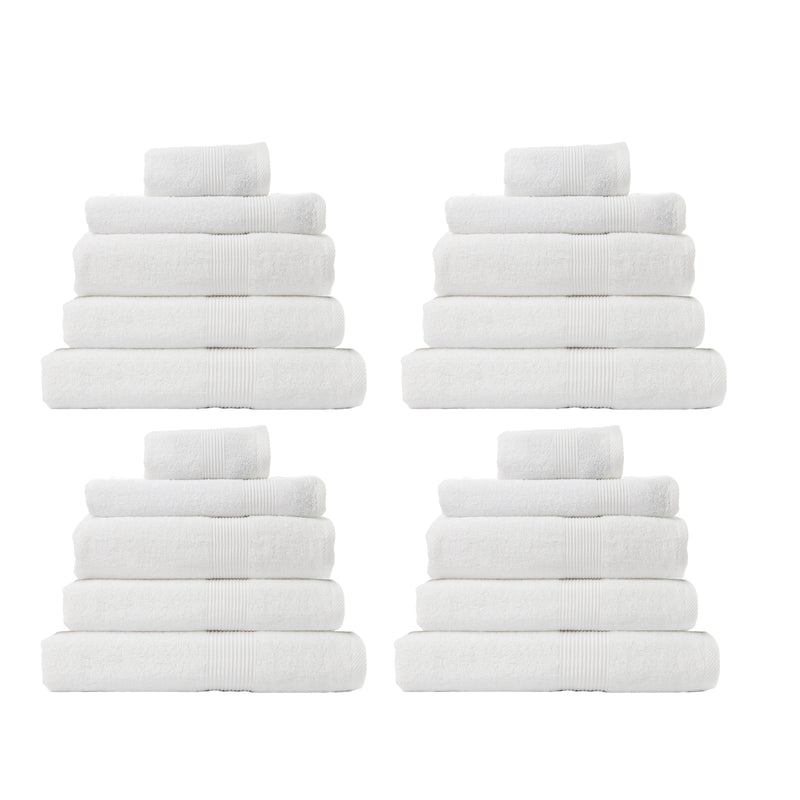 Royal Comfort 20 Piece Cotton Bamboo Towel Bundle Set 450GSM Luxurious Absorbent - White