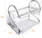 CARLA HOME 2 Tier Dish Rack with Drain Board for Kitchen Counter and Plated Chrome Dish Dryer Silver 42 x 25,5 x 38 cm