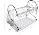 Metal Dish Drying Rack Kitchen-2-Tier with Drain Board
