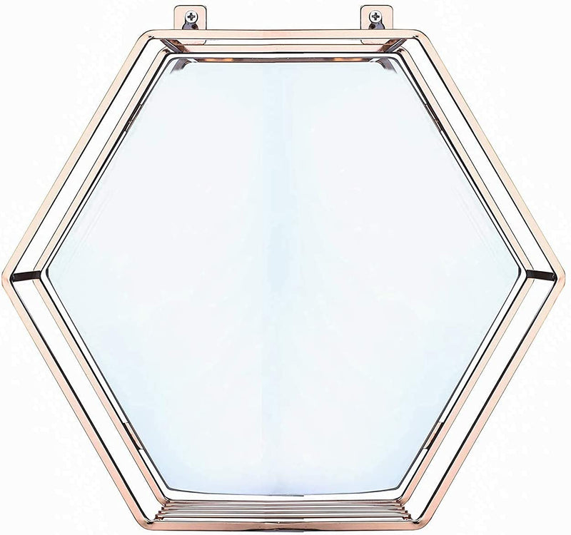 Hexagon Hanging Mirror for Home Decoration (Rose Gold Color)