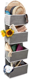 Over the Door Hanging Storage Organizer with 4 Pouch Pocket for Pantry Baby Nursery Bathroom (Grey)